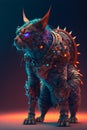 Wild Animal Alien Monster in junk Rusty metal Cyborg parts and face mask