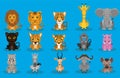 Wild Animal Cartoon Design Vector Set Royalty Free Stock Photo