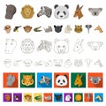 Wild animal cartoon icons in set collection for design. Mammal and bird vector symbol stock web illustration. Royalty Free Stock Photo