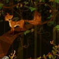 Wild animal Fox in jungle forest background Royalty Free Stock Photo