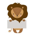 Wild animal lion strike with clean plate board vector.