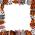 Animal vector frame. Abstract border on white background Royalty Free Stock Photo