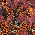 Animal mix print seamless pattern. Abstract background