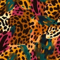 Wild animal skins textured wallpaper. Creative abstract leopard seamless surface pattern. For fabric design, card