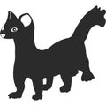 Wild animal stoat. Black and white silhouette.