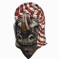 Wild animal wearing keffiyeh or kufiya. Animal head.