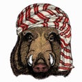 Wild animal wearing keffiyeh or kufiya. Animal head.