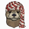 Wild animal wearing keffiyeh or kufiya. Animal head.