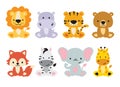 Cute Wild Safari Animals Vector Illustration Royalty Free Stock Photo