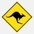 Wild animals Australian kangaroo yellow sign Royalty Free Stock Photo