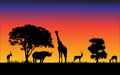 Wild animals black silhouettes Royalty Free Stock Photo