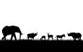 Wild animals black silhouettes Royalty Free Stock Photo