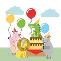 Wild animals and birthday. vector