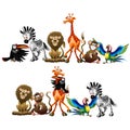 Wild Animals Cartoon Characters isolated on white vector Illustration