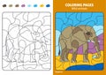 Wild animals coloring page for kids, elephant.