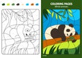 Wild animals coloring page for kids panda bear.