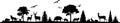 Wild Animals Forest Landscape Vector Silhouette Royalty Free Stock Photo