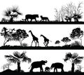 Wild animals (giraffe, elephant, lion)