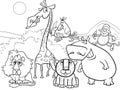 Wild animals group coloring page