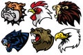 Wild Animals Head Set. Lion, Bear, Eagle, Jaguar, Rooster, Bulldog Vector Esport Mascot Logo Design Icon Avatar Illustration Royalty Free Stock Photo