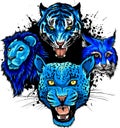 Wild Animals Heads Set. Lion, Tiger, Jaguar, Lynx - Vector Mascot Logo Design Royalty Free Stock Photo