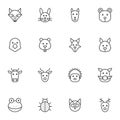 Wild animals line icons set Royalty Free Stock Photo