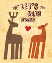 Wild animals love couple deer greeting card.