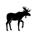 Wild animals. Moose black silhouette on white background Royalty Free Stock Photo