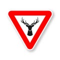 Wild animals road sign. Silhouette of deer head