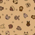 Wild animals seamless pattern background. Textile for baby pet. Vector nature. Kid sleeping design. Royalty Free Stock Photo