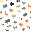 Wild Animals Seamless Pattern Background Isometric View. Vector Royalty Free Stock Photo