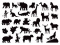 Wild Animals Set on isolated vector Silhouette Royalty Free Stock Photo