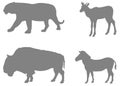 Wild animals silhouette - undomesticated animal species