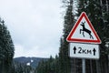 Wild animals warning road sign Royalty Free Stock Photo