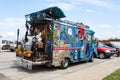 Wild art van painted up wth an under the sea theme and named My gypsy mermaid complete with strings of lights and a balcony