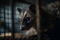 Wild Asian palm civet in cage. Generative AI