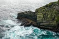 Wild Atlantic Way Ireland: Dramatic breaking waves crash onto Skellig Michael`s jagged rocks