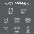 Wild Baby Animals Icons Set Royalty Free Stock Photo