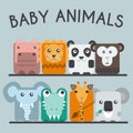 Wild Baby Animals Icons Set Royalty Free Stock Photo