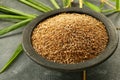 Wild bamboo rice served in a ceramic bowl