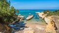 Wild beach at Canal d`amour, Sidari region, Corfu island, Greece Royalty Free Stock Photo