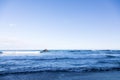 Wild beach made of volcanic sand on the Pacific Ocean, Kamchatka Peninsula, Russia. Royalty Free Stock Photo