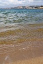 Sea coast of Italy with clear azure blue water and sandy wild beach