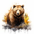 Wild Bear Painting: Explosive Wildlife In Concept Art Style