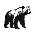 Wild bear silhouette. Walking brown bear. Simple black silhouette graphic.