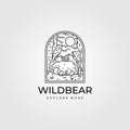 Wild Bear Vintage Outdoor Logo Line Art Vector Symbol Illustration Design