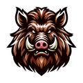 wild beast animal hog boar pig head face mascot design vector illustration, logo template isolated on white background Royalty Free Stock Photo