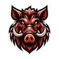 wild beast animal hog boar pig head face mascot design vector illustration, logo template isolated on white background Royalty Free Stock Photo