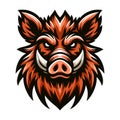 wild beast animal hog boar pig head face mascot design vector illustration, logo template isolated on white background Royalty Free Stock Photo