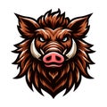 wild beast animal hog boar pig head face mascot design vector illustration, logo template isolated on white background Royalty Free Stock Photo